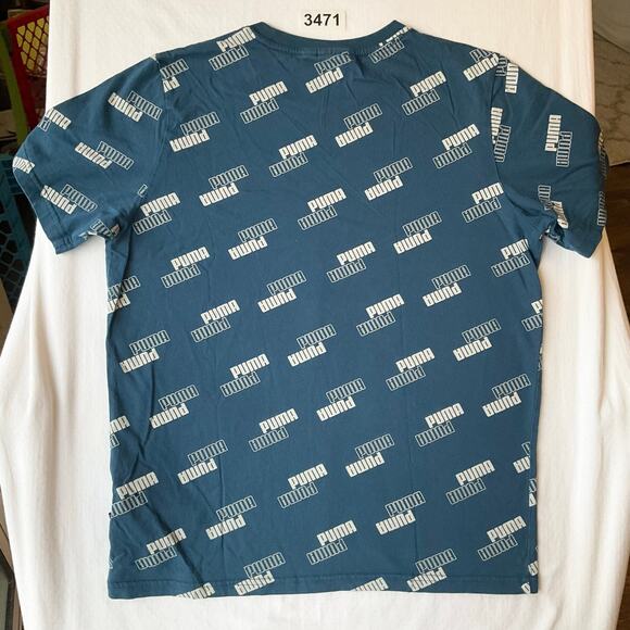 PUMA Women’s Short Sleeve Crewneck T-shirt Size S, Blue with White Logos - Picture 7 of 7